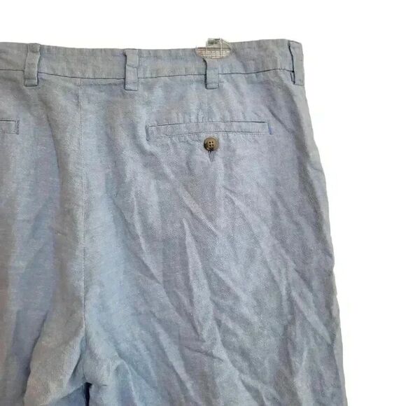 Broletto Men's Light Blue Linen/Cotton Flat Front Chino Shorts - Picture 7 of 11